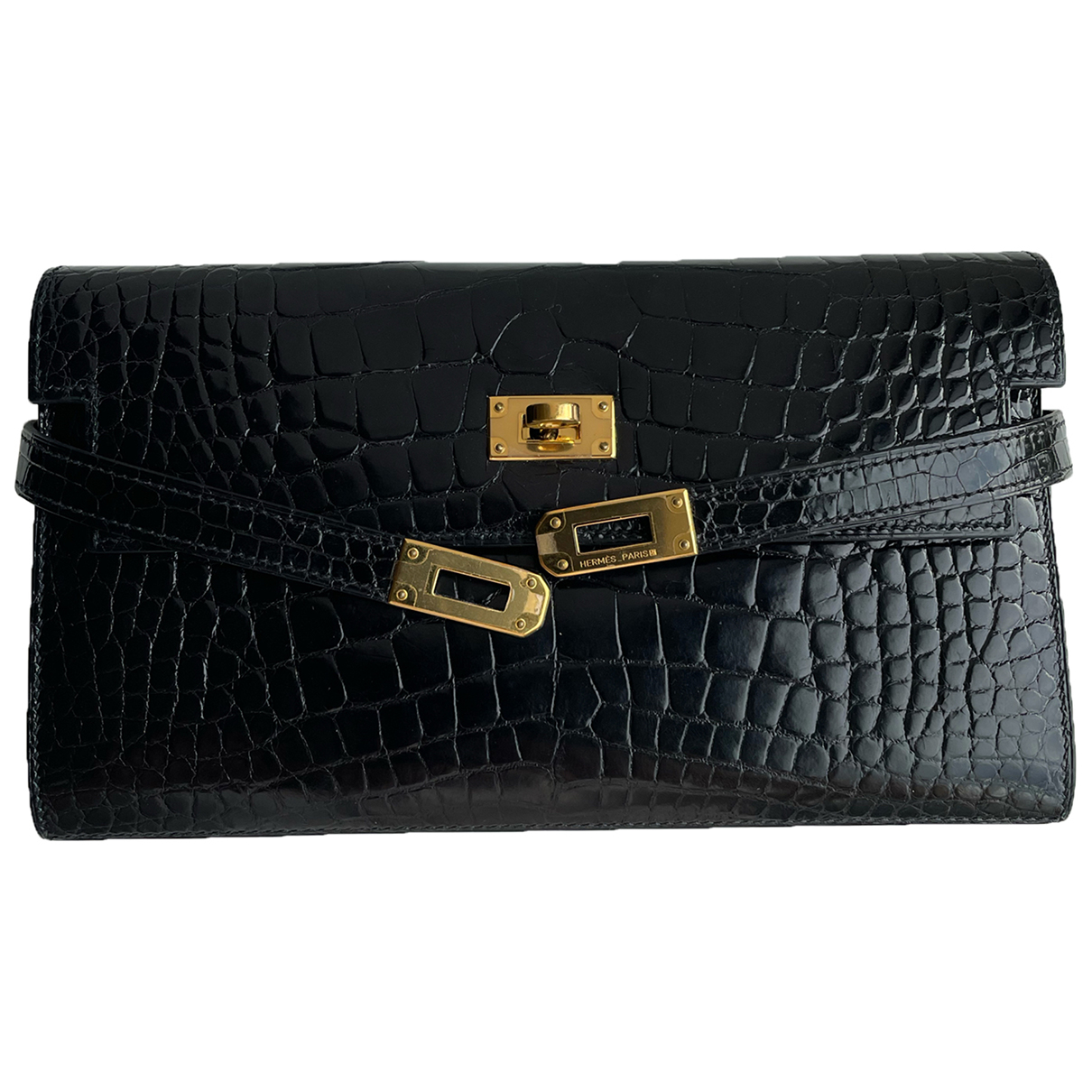 Kelly crocodile wallet Hermès Black in 